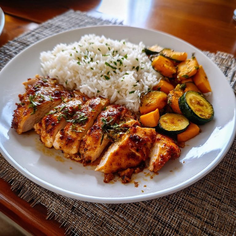 Saftige Hähnchenbrust mit Reis und Ofengemüse: So wird sie nie wieder trocken!
