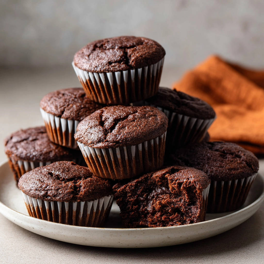 Schoko-Muffins: Nie wieder trocken! Ein Muffin ist angeschnitten und zeigt das feuchte Innere.