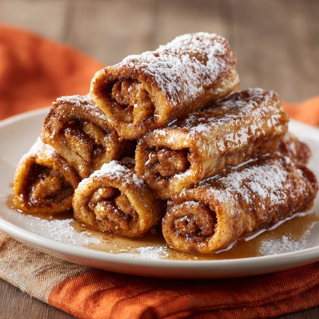 Arme Ritter Rollen im Detail als Querschnitt, gezeigt mit Puderzucker bestäubt und Sirup übergossen.