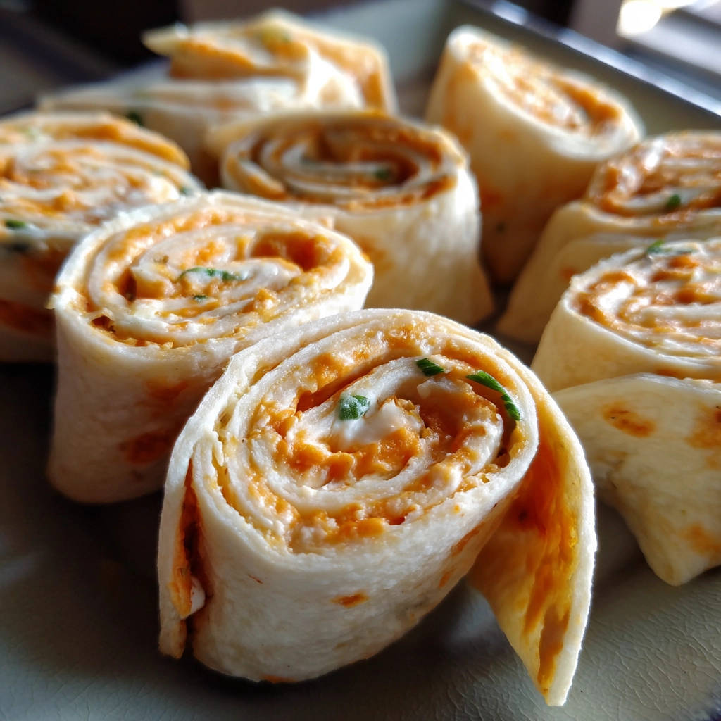 Käse-Tortilla Röllchen im Nahaufnahme-Querschnitt, die Füllung ist gut sichtbar und die Röllchen sind appetitlich angerichtet.