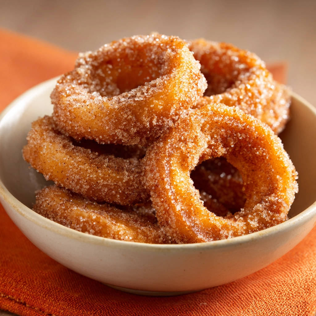 Zimt-Zucker Donuts in einer Schüssel, nahaufnahme des zuckrigen Mantels und der Textur der Donuts.