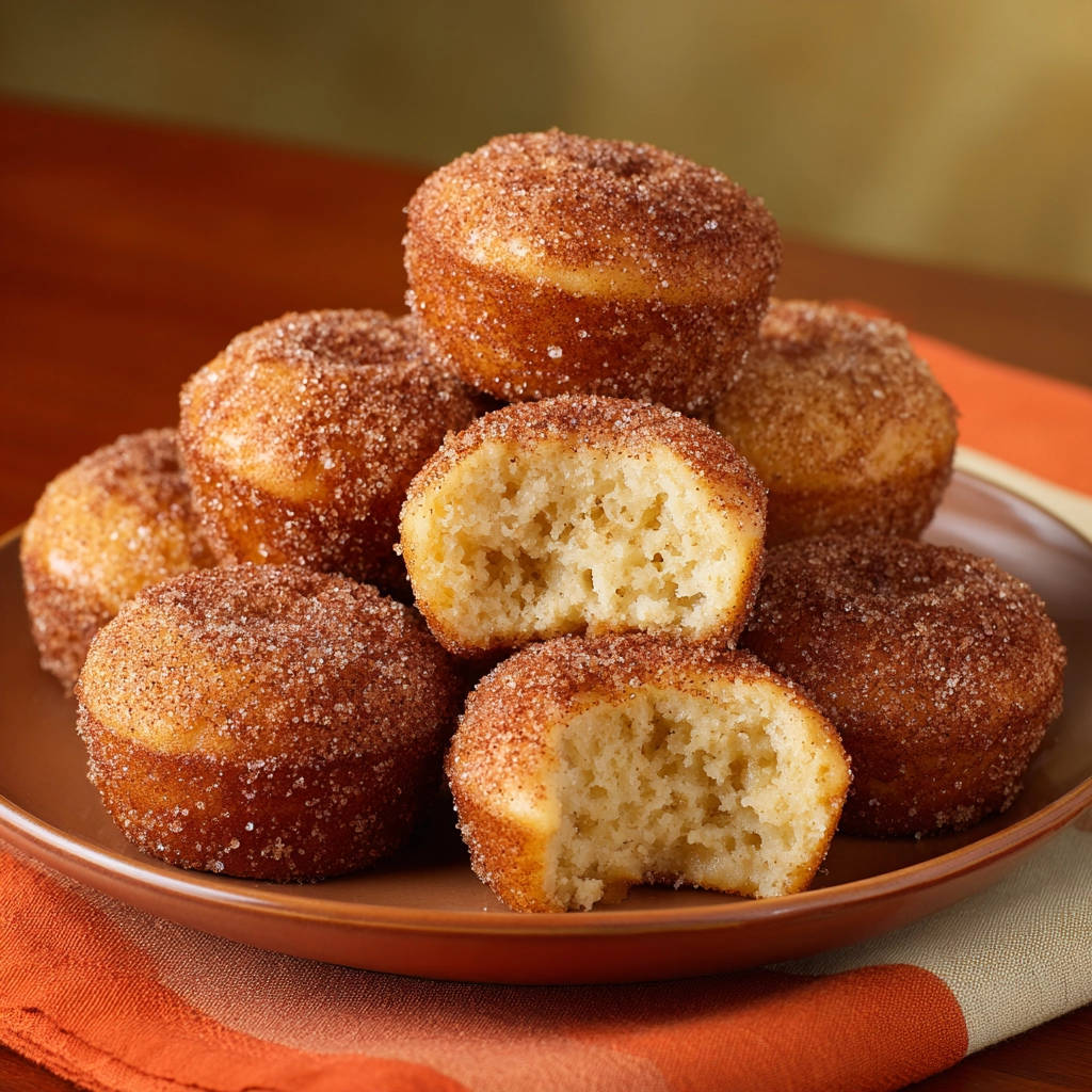 Zimtzuckerbällchen als Querschnitt, die fluffige und weiche Innenseite ist deutlich sichtbar und lädt zum Reinbeißen ein.