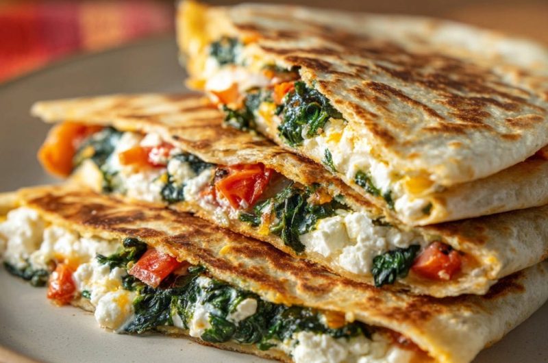 Cremige Spinat Feta Quesadillas