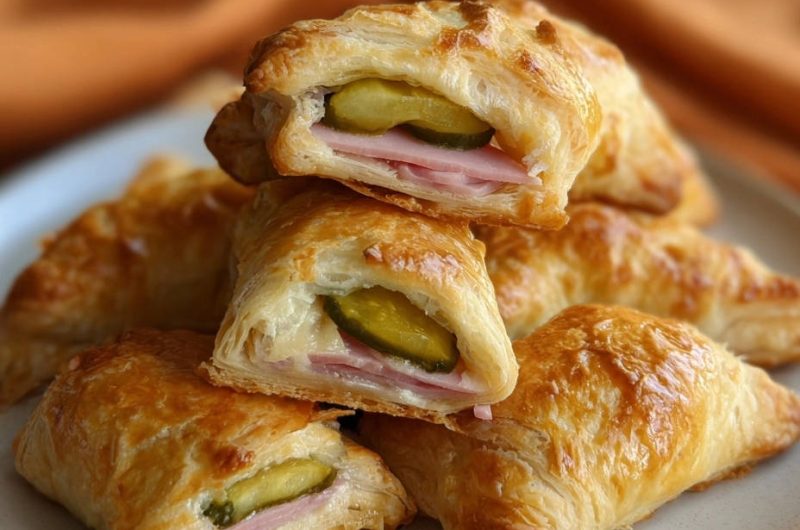 Knusprige Blätterteigtaschen mit Schinken und Käse