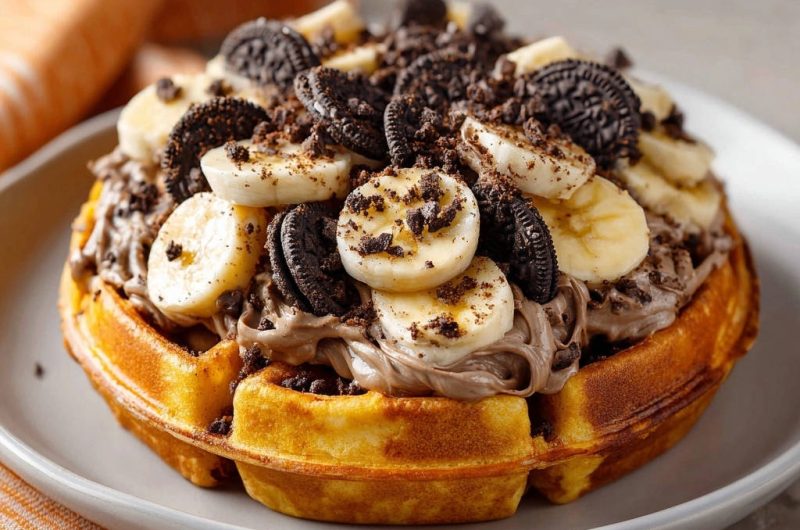 Süße Waffel-Verführung mit Banane und Keks-Crunch