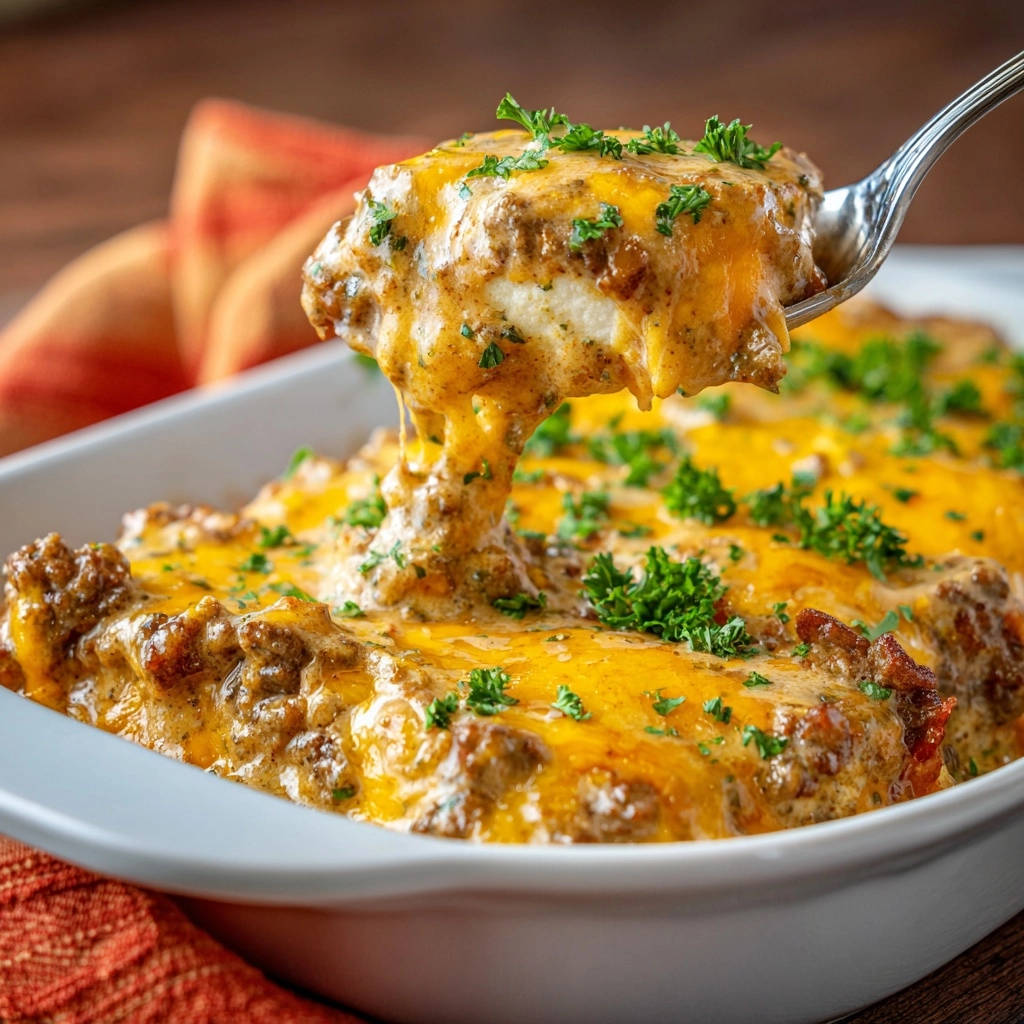 Saftige Hackfleisch-Käse-Enchiladas mit geschmolzenem Käse, der beim Anheben von der Gabel zieht.