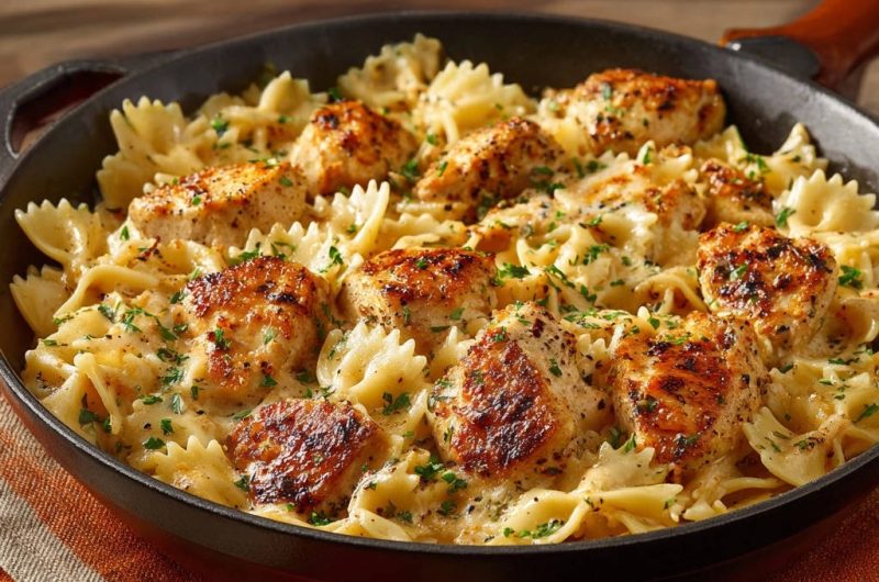 Cremige Hähnchen-Farfalle-Pfanne