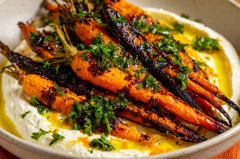 Goldene Röstmöhren auf Cremiger Basis