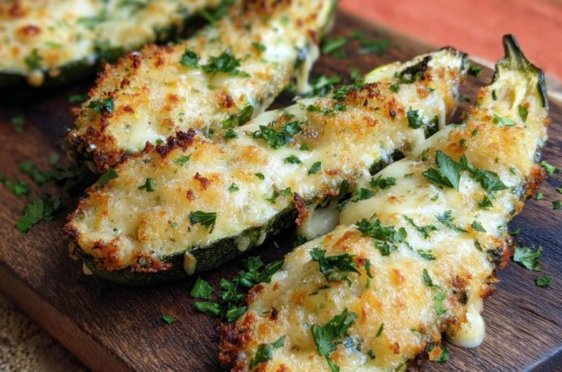 Knusprige Käse-Zucchini Boote