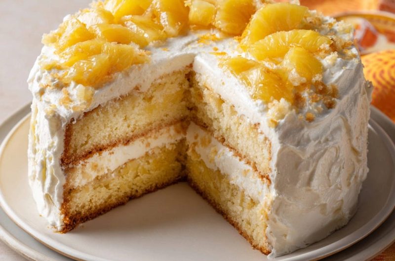Saftiger Ananaskuchen mit leichter Creme