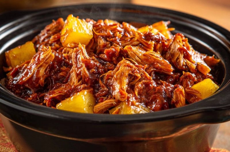 Saftiges BBQ Pulled Hähnchen mit Ananas