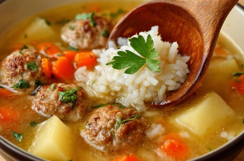 Fleischbällchen-Reissuppe