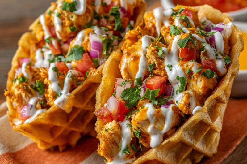 Hähnchen-Waffel-Tacos