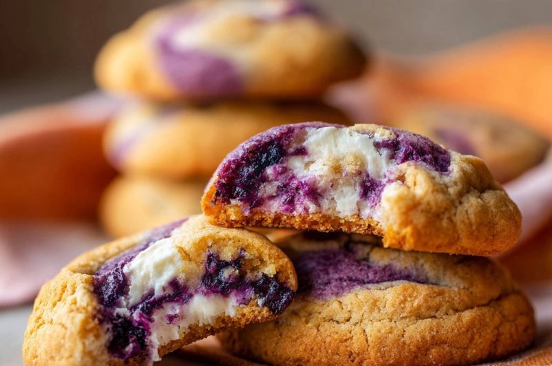 Blaubeer-Cheesecake-Cookies