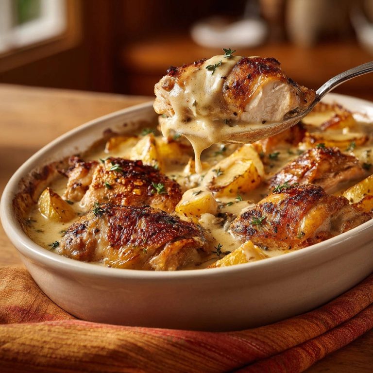 Cremiges Ofenhähnchen mit Rosmarinkartoffeln: Knusprig & unwiderstehlich einfach