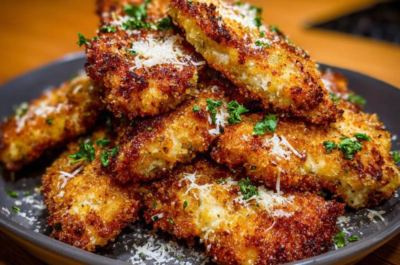 Goldbraune Parmesan-Hähnchen-Streifen