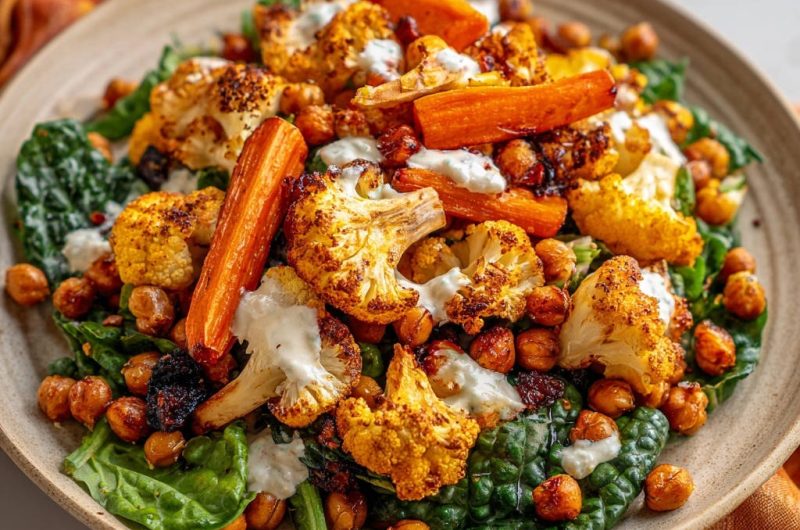 Knusprige Ofengemüse-Buddha Bowl mit Kichererbsen