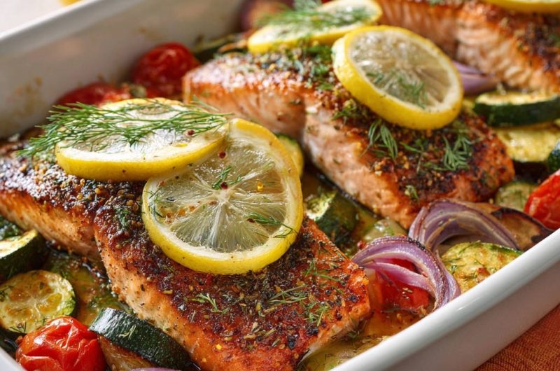 Ofenlachs mit mediterranem Ofengemüse