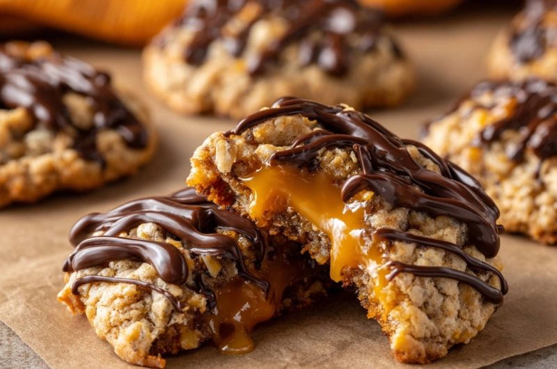 Saftige Karamell-Haferflocken-Cookies