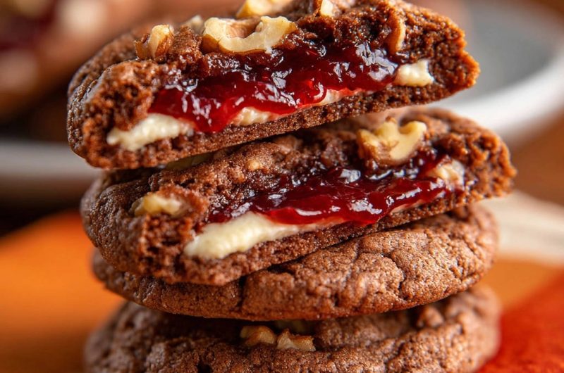 Saftige Schoko-Nuss-Kekse mit Fruchtfüllung