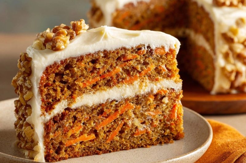 Saftiger Karottenkuchen mit cremigem Frosting
