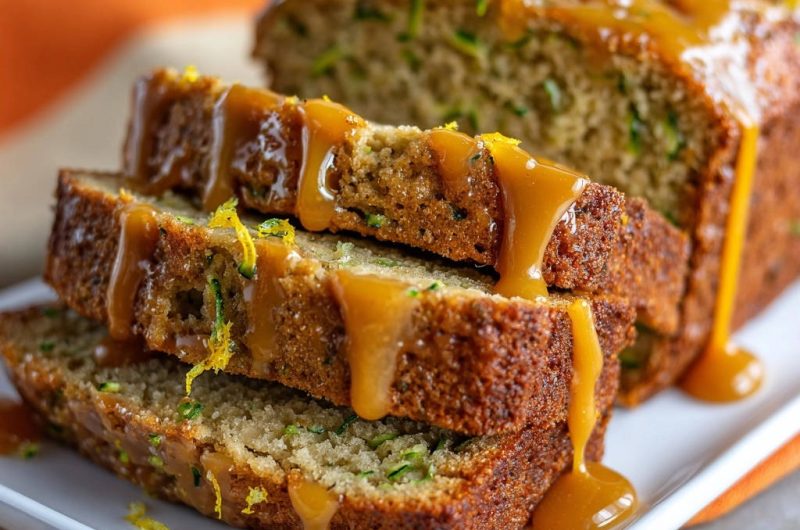 Saftiges Zitronen-Zucchini-Brot mit Karamell-Glasur