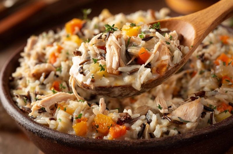 Sahniger Hähnchen-Wildreis-Topf