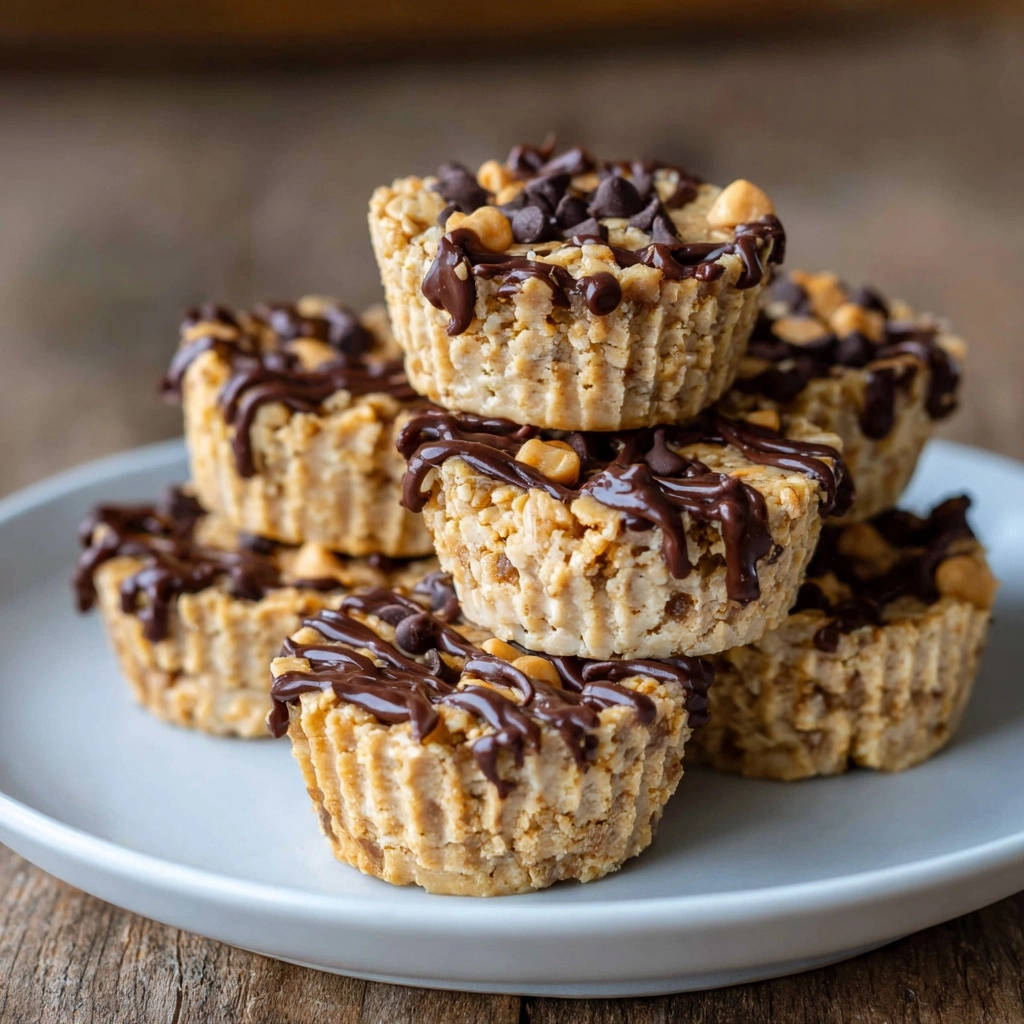 Erdnussbutter-Schoko-Cups mit einem detaillierten Blick auf die Schokoladenglasur und Erdnuss-Topping.