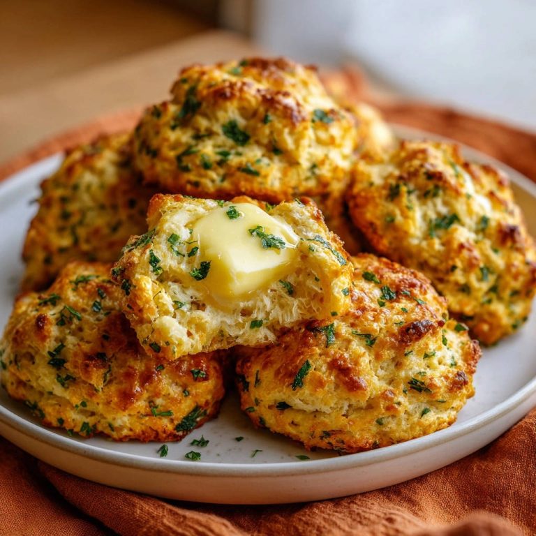Saftige Kräuter-Biscuits, angeschnitten mit geschmolzener Butter im Inneren, fluffig und aromatisch.