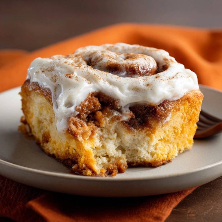 Saftige Zimtschnecken mit Frischkäse-Frosting, nahaufnahme eines angeschnittenen Stücks mit sichtbarem Inneren