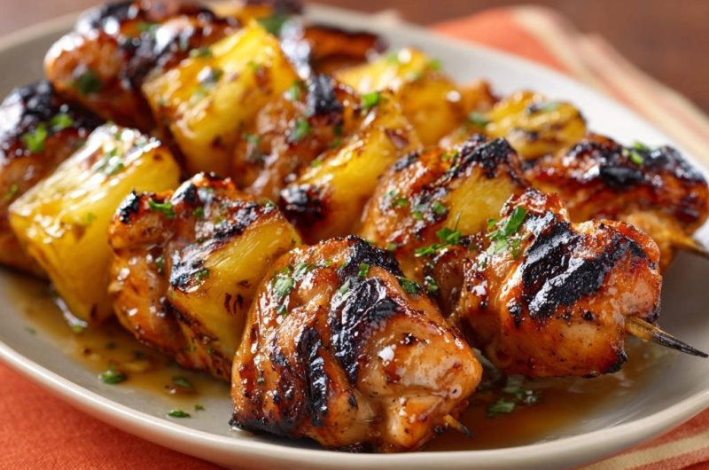Hähnchen-Ananas-Spieße