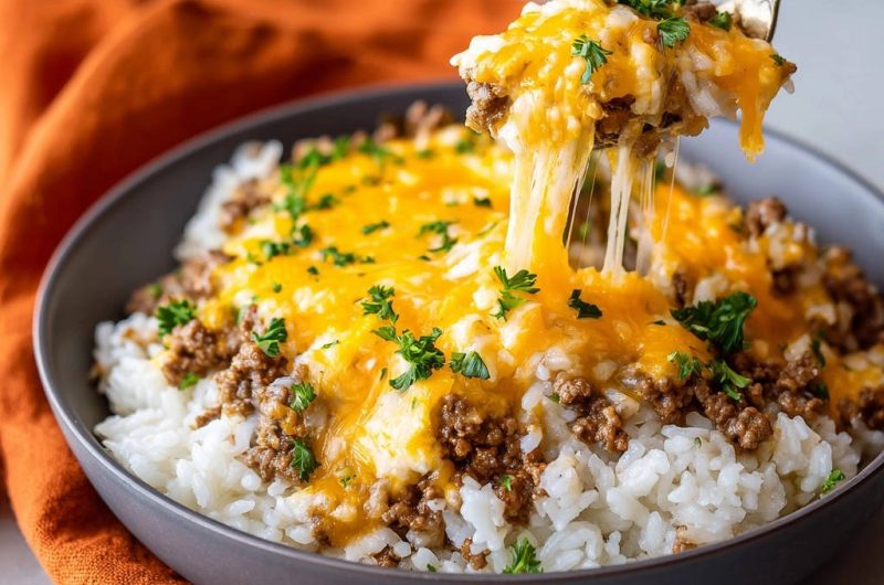Hackfleisch-Reis-Bowl