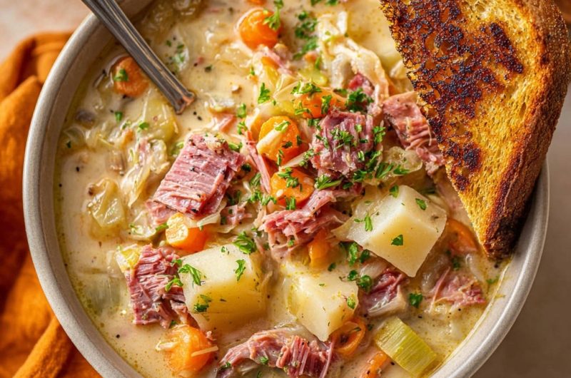 Cremige Corned Beef und Kohl Suppe