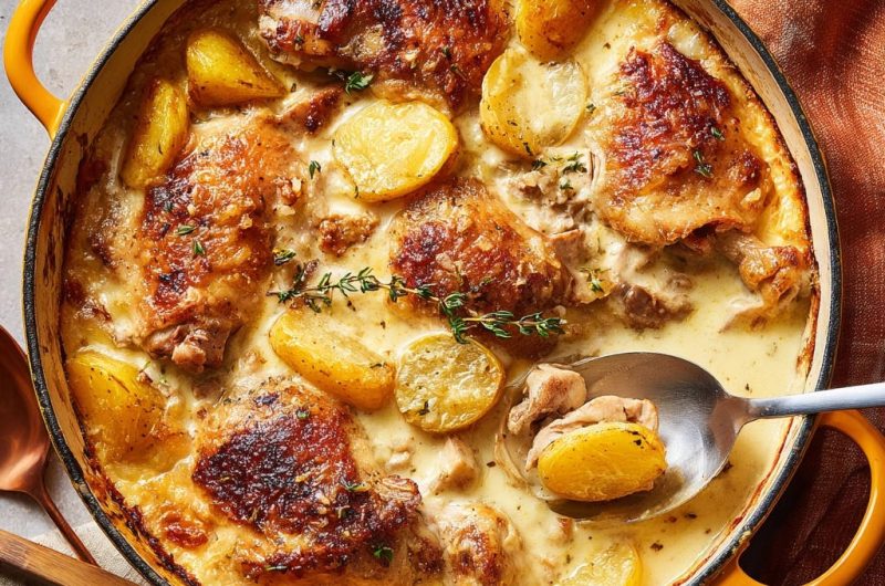 Cremiges Ofenhähnchen mit Kartoffeln