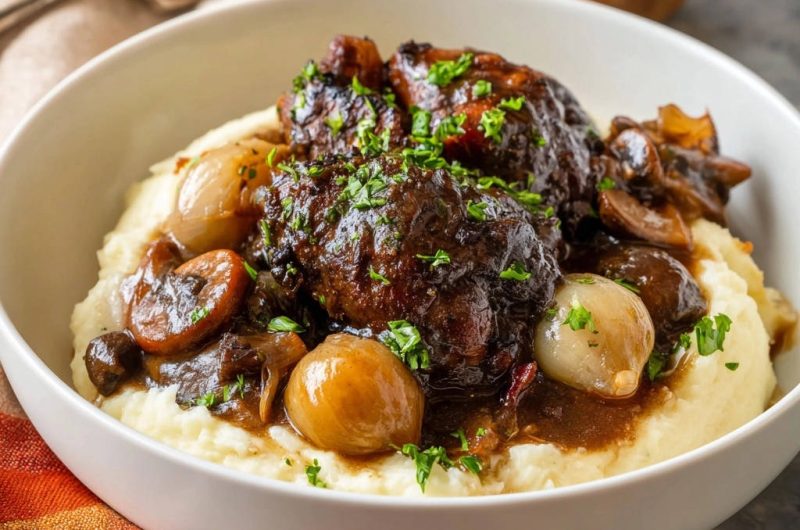 Deftiges Rinderschmorgericht mit cremigem Kartoffelpüree