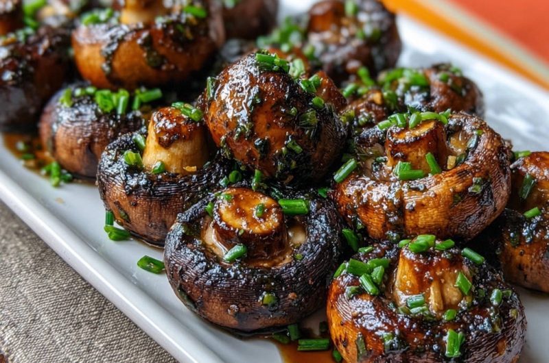 Geröstete Champignons in Balsamico-Knoblauch-Glasur