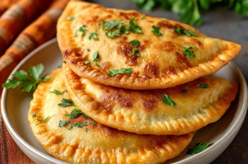 Goldbraune Teigtaschen mit würziger Rindfleischfüllung