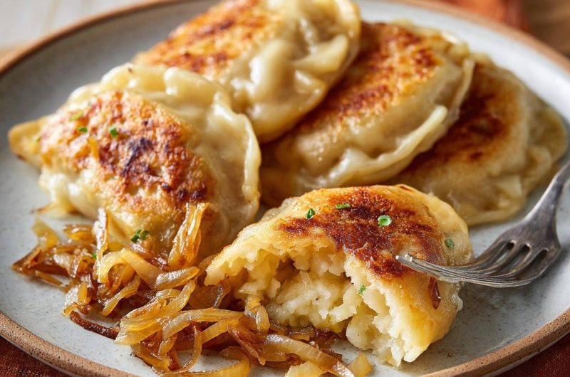 Hausgemachte Kartoffel-Pierogi mit Röstzwiebeln