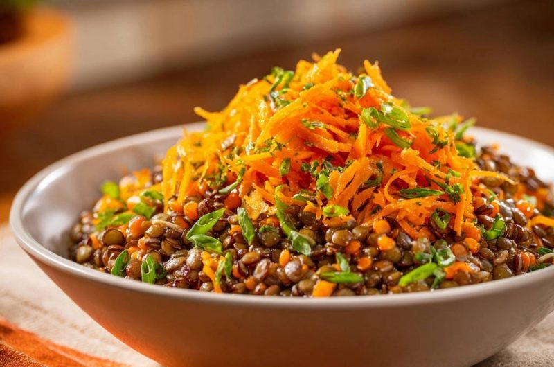 Herzhafte Linsen-Bowl mit Karotten