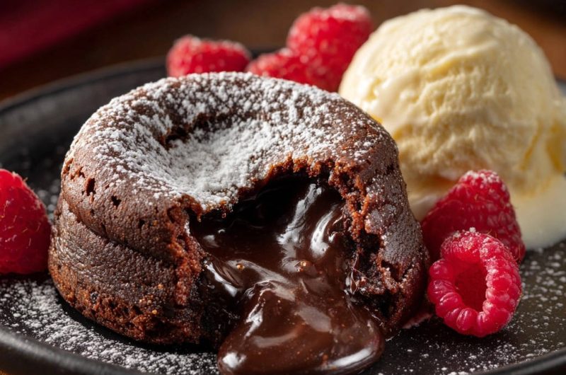 Himmlische Schoko-Lava-Küchlein mit Himbeeren