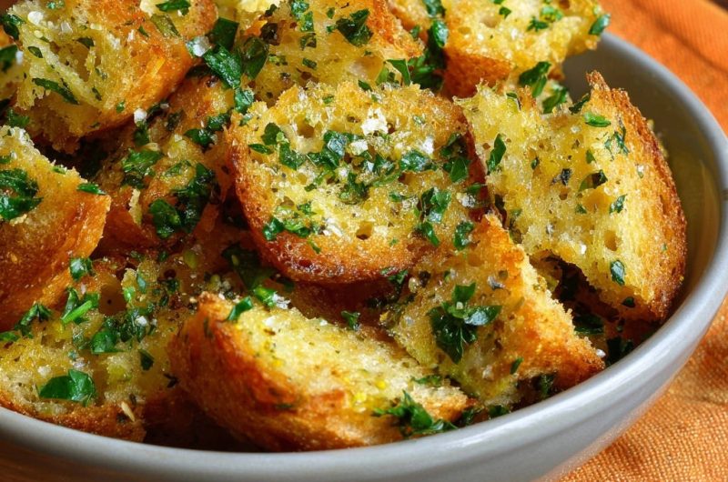 Knusprige Knoblauch-Croûtons