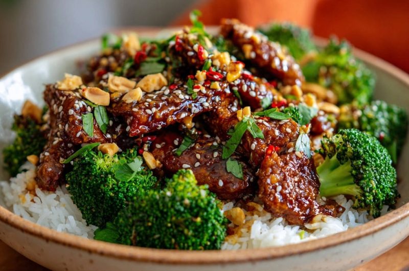 Asiatische Rindfleisch-Brokkoli-Bowl