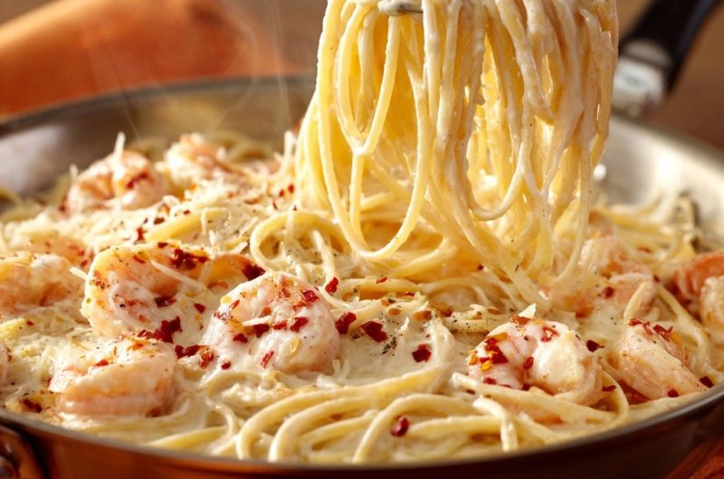 Cremige Garnelen Spaghetti