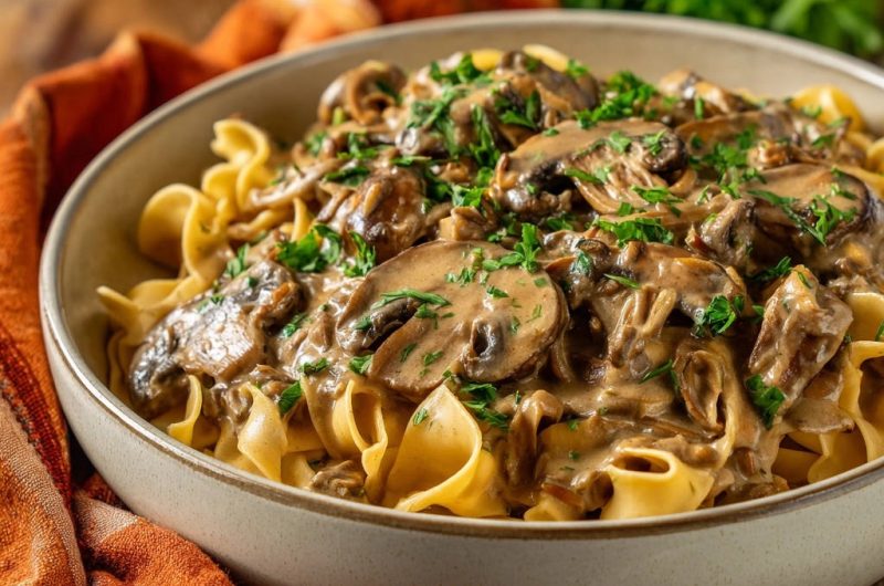 Cremige Pilz-Bandnudeln