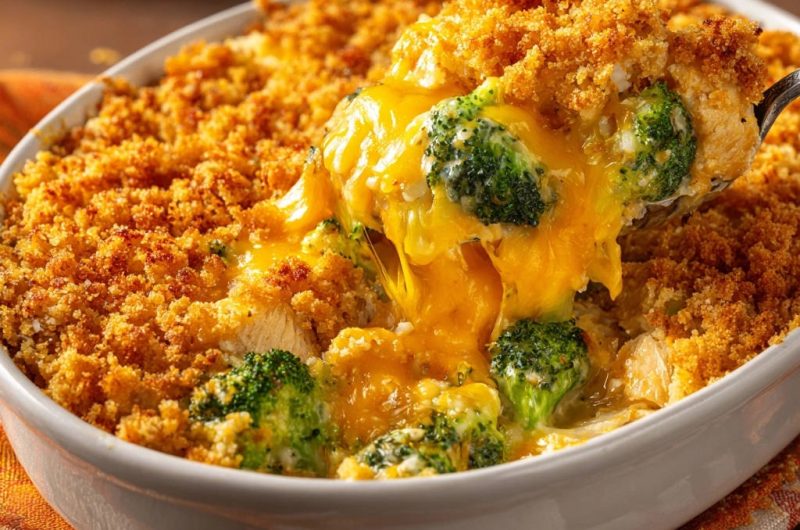 Cremiger Hähnchen-Brokkoli-Gratin