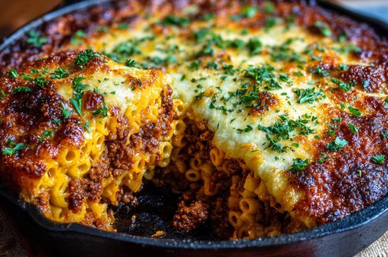 Herzhafter Hackfleisch-Makkaroni-Gratin