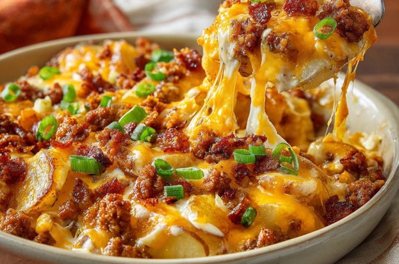 Herzhafter Käse-Kartoffel-Hack-Gratin