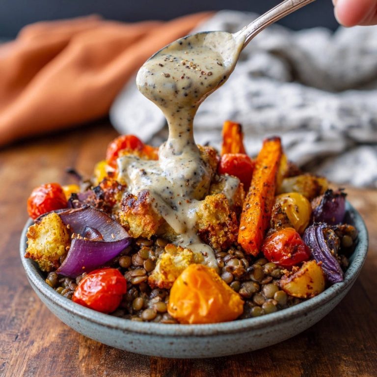 Herzhafter Linsentopf mit knusprigem Ofengemüse: Einfach, Knusprig, Nahrhaft