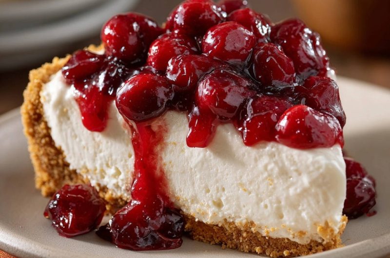 Himmlischer No-Bake Cranberry-Käsekuchen