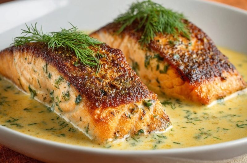 Perfekt Gebratener Lachs mit Dill-Sahne-Soße